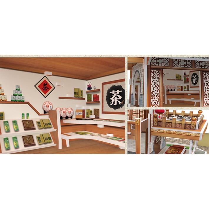 Mô hình giấy 3D CubicFun - Bộ nhà truyền thống Trung Quốc - Chinese Snack Shop- W3129h