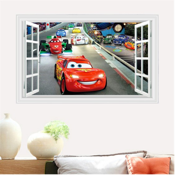 Decal trang trí khung cửa sổ 3D phim hoạt hình CARS