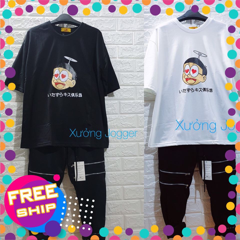 Set Quần Áo Trắng Đen Nobita Siêu Hót