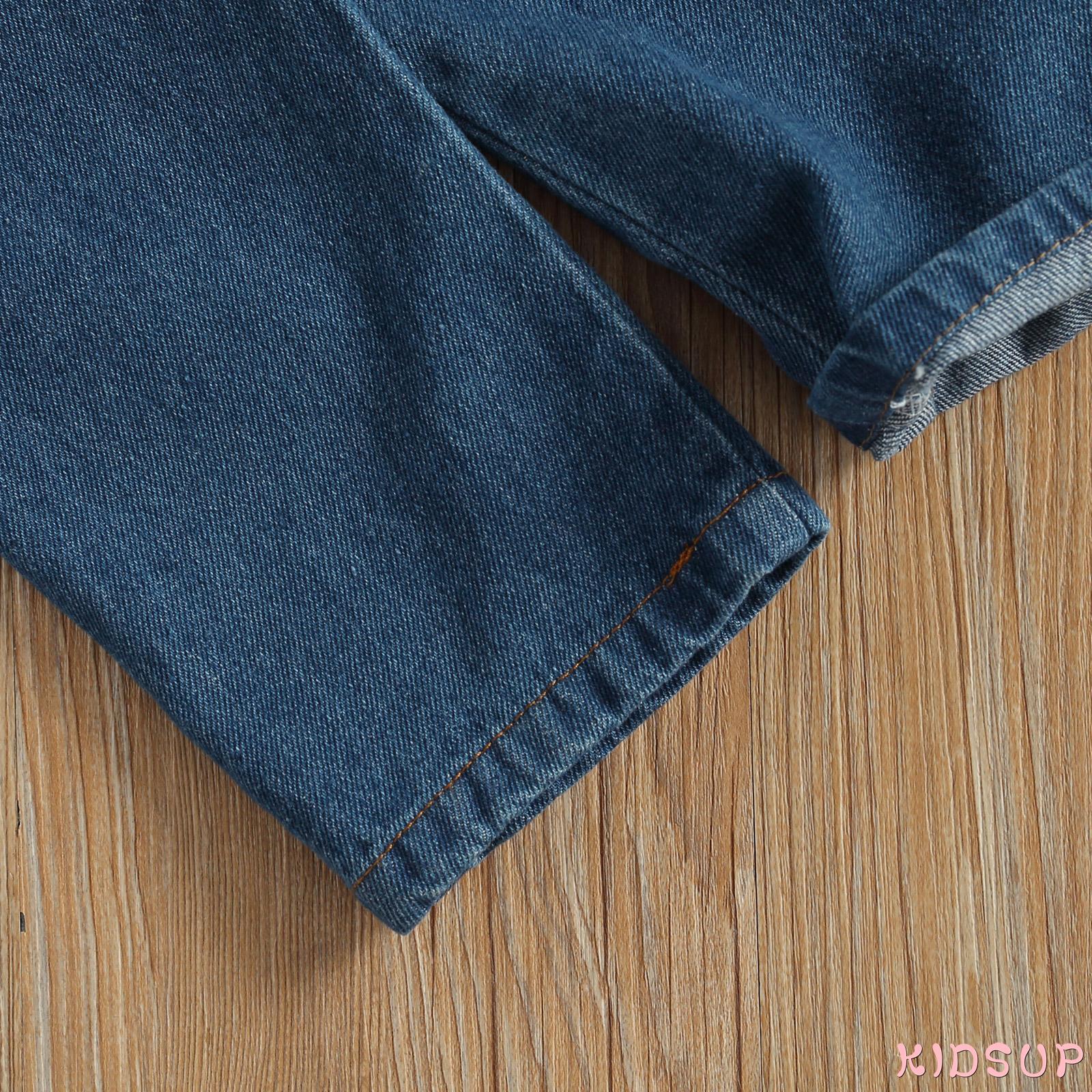 Quần Jeans Lưng Cao Màu Sắc Trơn Cho Bé Gái