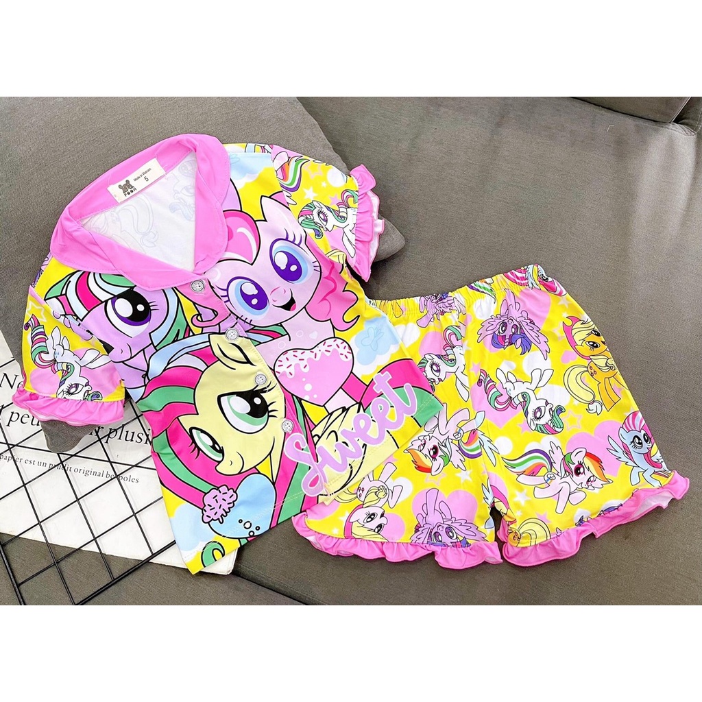 Bộ Đồ Pijama Bé Gái 11-48 Kg Set Quần Áo Trẻ Em Thun Lạnh Cao Cấp Làm Đồ Ngủ Pizama Hoạt Hình 3D Hot Trend Homie Kids