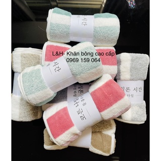 Khăn mặt lông cừu, kẻ mờ, kt 30x50cm sale