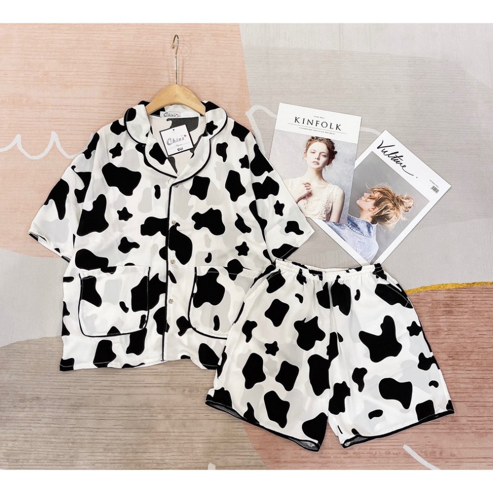 Bộ Pijama Nữ Quần Đùi BÒ SỮA Đùi- Pyjama Lụa Mango Cánh Dơi  *MA-Đ-BS | BigBuy360 - bigbuy360.vn