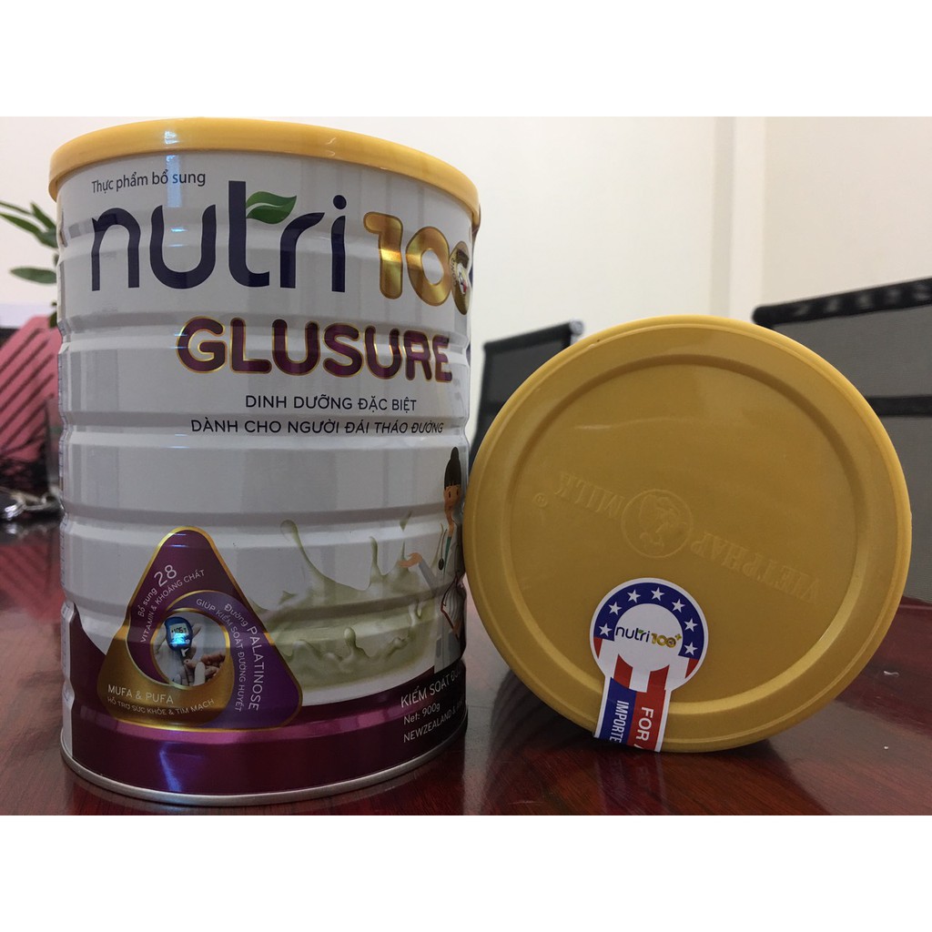 Sữa bột dinh dưỡng cho người tiểu đường NUTRI 100+ Glusure 400g Giúp kiểm soát đường huyết tăng hệ miễn dịch đường ruột.