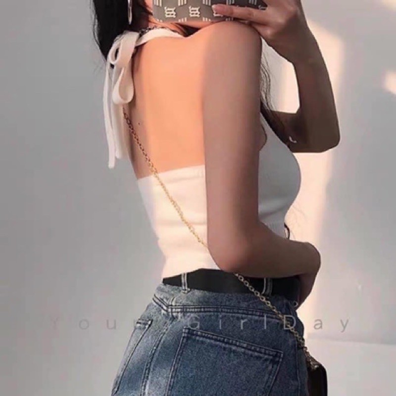 [Có sẵn] Áo croptop yếm cột nơ | BigBuy360 - bigbuy360.vn