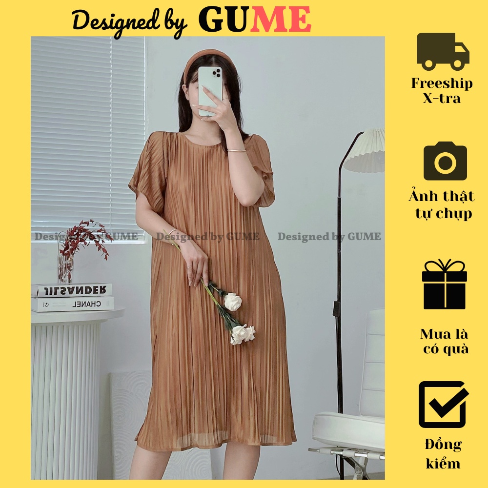 Đầm Bầu Công Sở - Váy Bầu GUME- VÁY SUÔNG DẬP LY 2 MÀU HACK DÁNG- từ 40 - 100kg GM029 ảnh thật