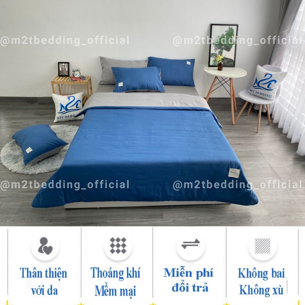 Bộ chăn ga gối Cotton TC M2T BEDDIND Luxury chăn chần bông thông minh drap giường đủ kích thước đệm và màu sắc