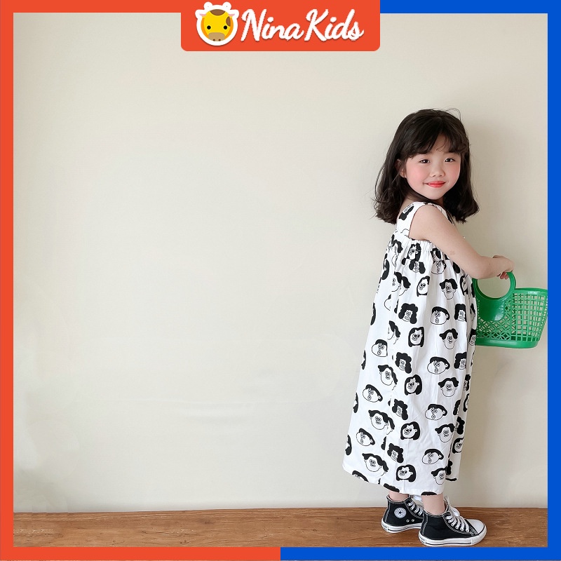 Bộ Áo Liền Quần Ống Rộng In Họa Tiết Hoạt Hình Thời Trang Mùa Hè Cho Bé Gái 1-6 Tuổi