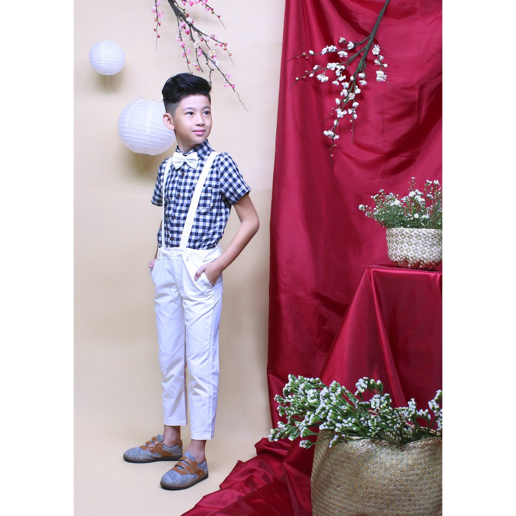 Áo sơ mi tay ngắn bé trai linen tay lơ vê từ 8kg - 55kg để đi chơi và đi tiệc  TAS019 - JADINY