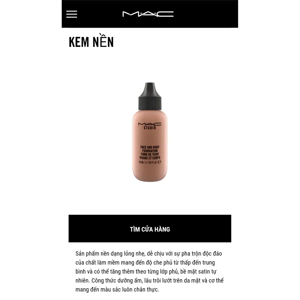 [CÓ SĂN] Kem nền M.A.C Studio Face and Body | BigBuy360 - bigbuy360.vn