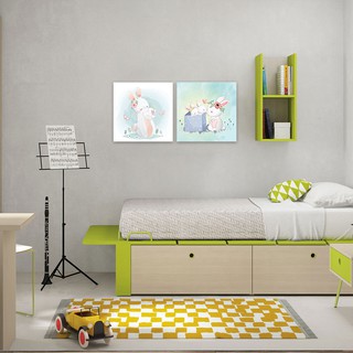 Bộ 2 tranh treo tường cho trẻ em “Thỏ mẹ và các con” | Tranh phòng em bé W3386