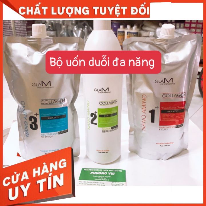 Bộ Kem Uốn Duỗi Tóc Kỹ Thuật Số GLAM Siêu Bóng ,Siêu Xoăn 1000ml x2- BỘ UẤN DUỖI ĐA NĂNG-TIỆN LỢI KHÔNG KHÔ TÓC KHÔNG HÔ