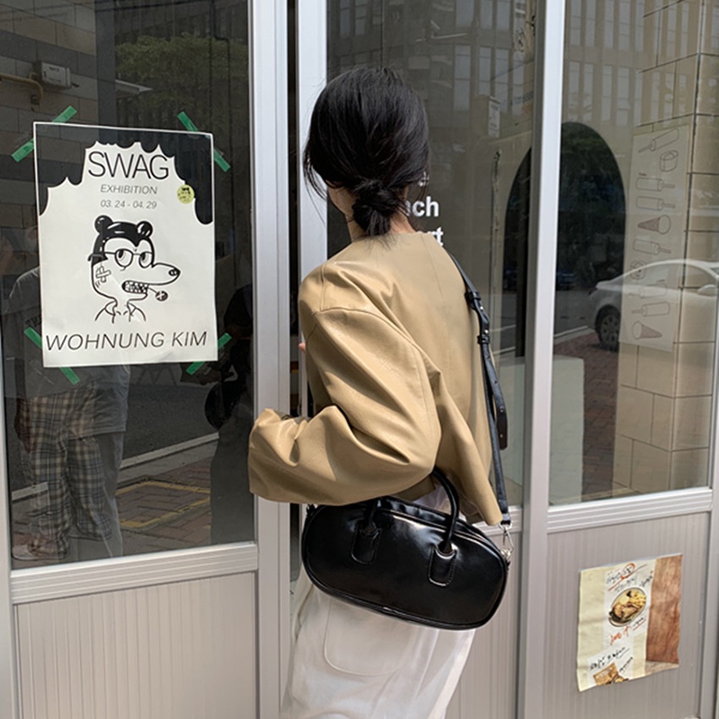 Túi đeo chéo IELGY màu trơn đơn giản phong cách retro thời trang cho nữ
