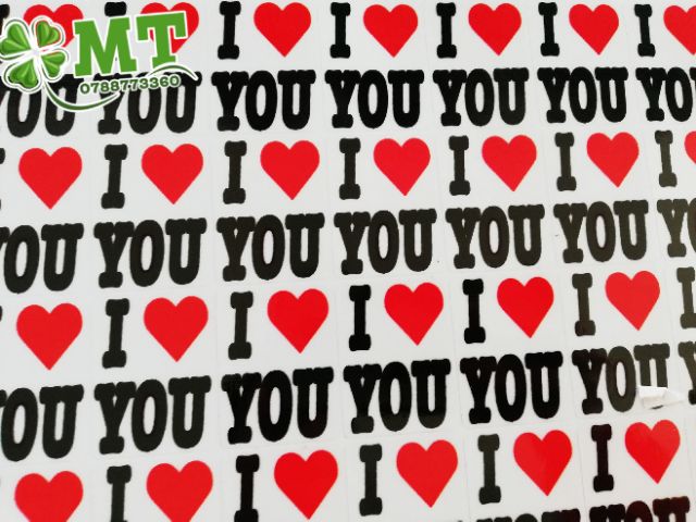 Tem I Love You in sẵn 3x2cm 100 tem