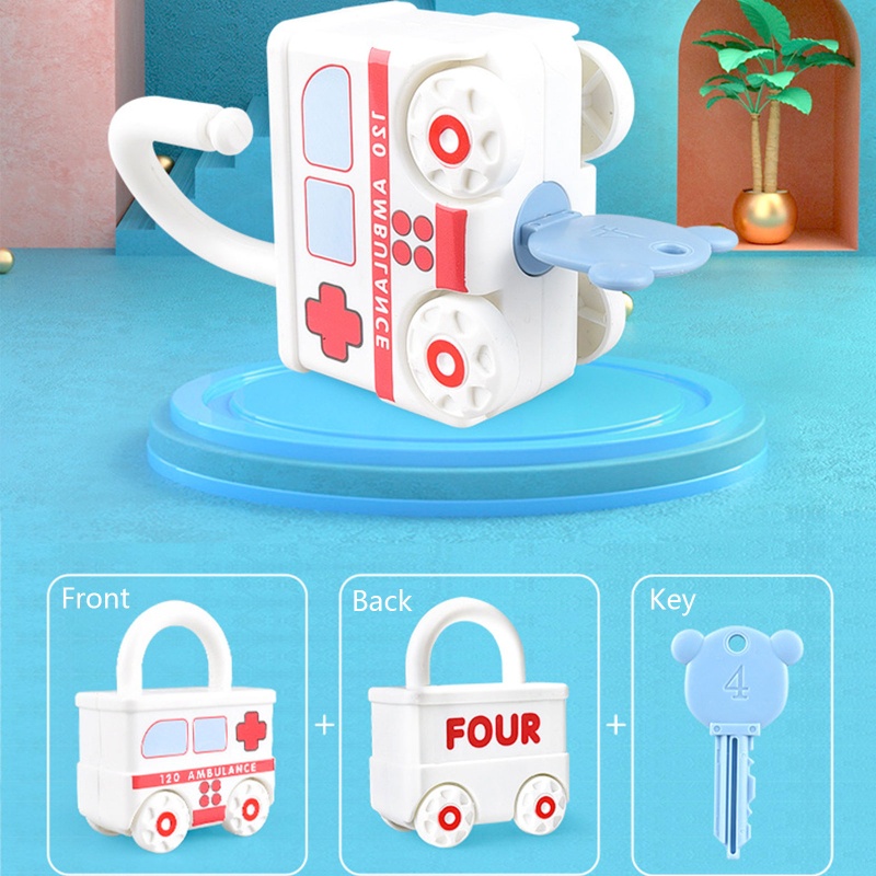 Wmmb Đồ Chơi Xe Lửa Nhận Biết Số Montessori Có Chìa Khóa Giáo Dục Kỹ Năng Động Cơ Tốt Cho Bé