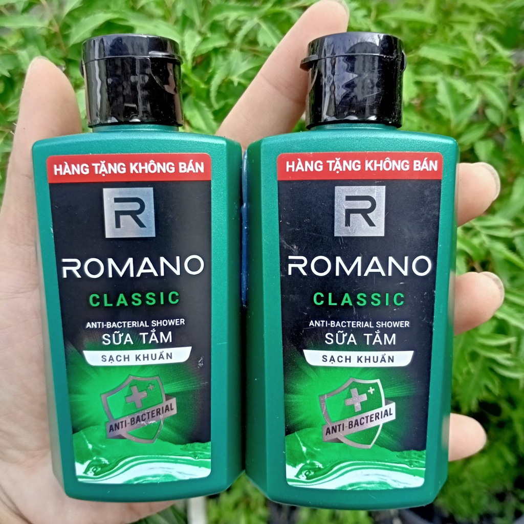 Set 3 Món: Gồm 1 Dây 14 gói dầu gội Romano 6g+1 Chai Sữa tắm Romano 60g+ 5 gói Sữa Rửa mặt Oxy 3g*5 cho nam-Hàng mini