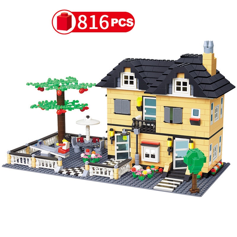 Bộ đồ chơi lắp ghép mô hình nhà ở nhiều màu sắc cho trẻ em