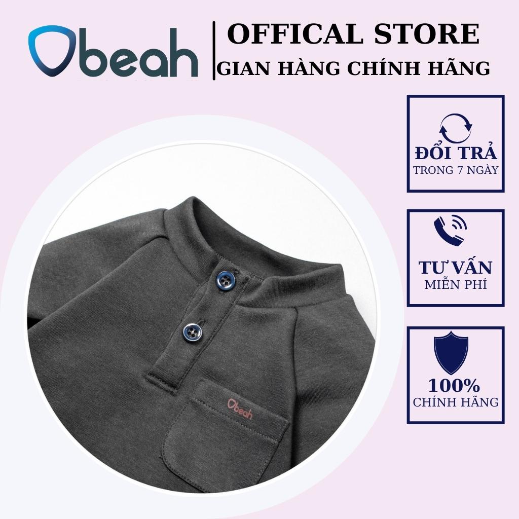 Áo bé trai cổ trụ bé trai dài tay 2 màu xanh navy và đen size 59 đến 90 cho bé từ 0 đến 24 tháng obeah_officialstore