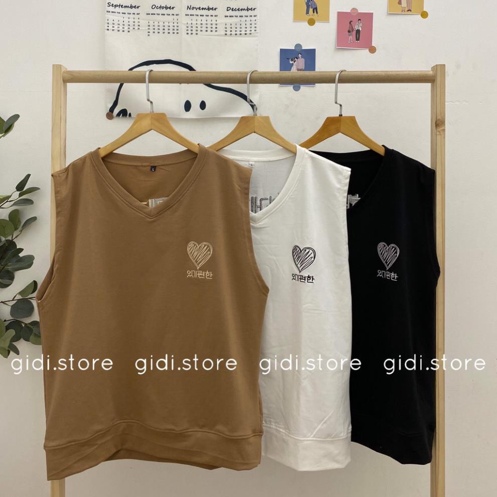 Áo Gile Heart Nam Nữ Unisex cổ tim vải thun da cá tici ❤️  màu Nâu/ Trắng/ Đen  ྇