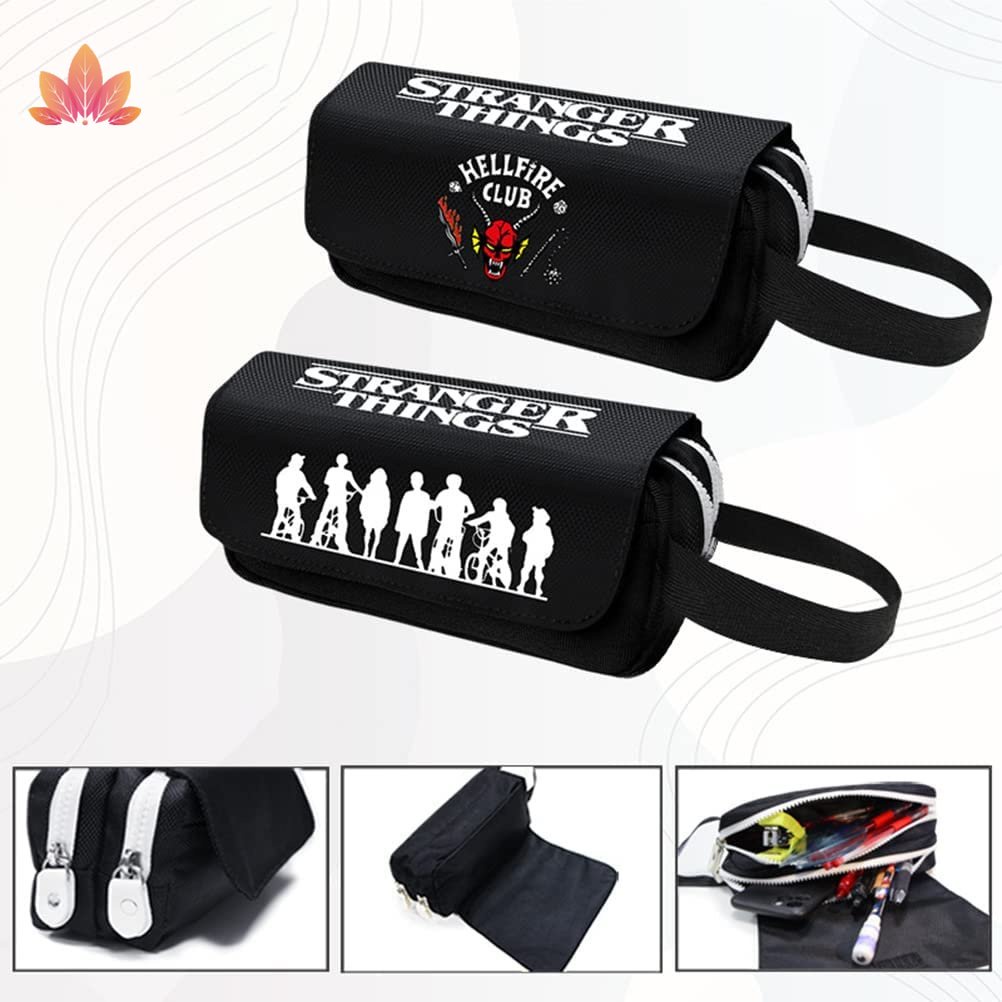 Bóp Viết Hai Lớp Có Khóa Kéo In Chữ Stranger JP5