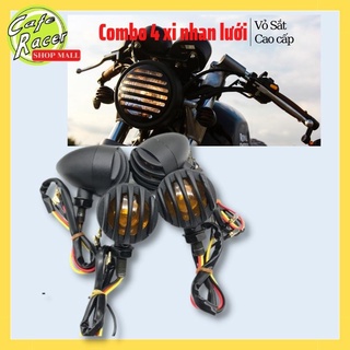 Combo 4 xi nhan lưới vỏ sắt siêu bên sài độ xe Cafe racer Tracker Win Gn125