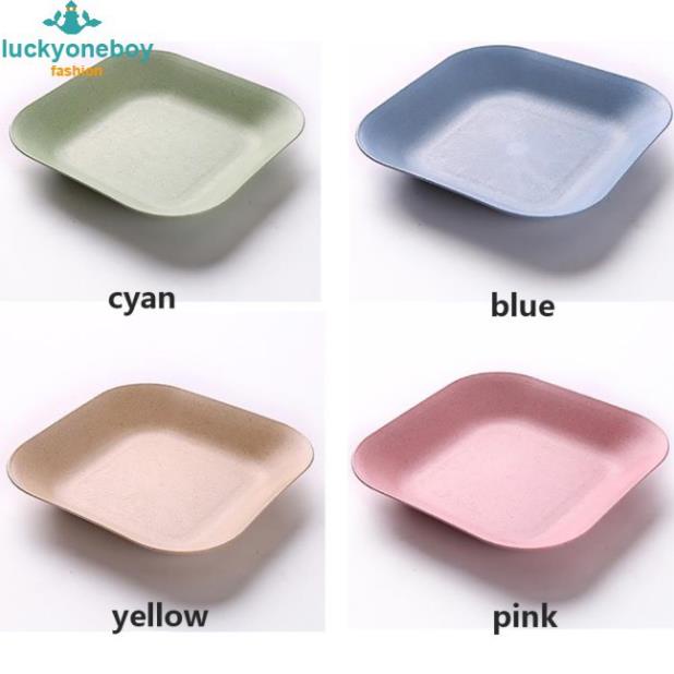 Đĩa lúa mạch set 8 đĩa nhựa an toàn tone màu Pastel ngọt ngào