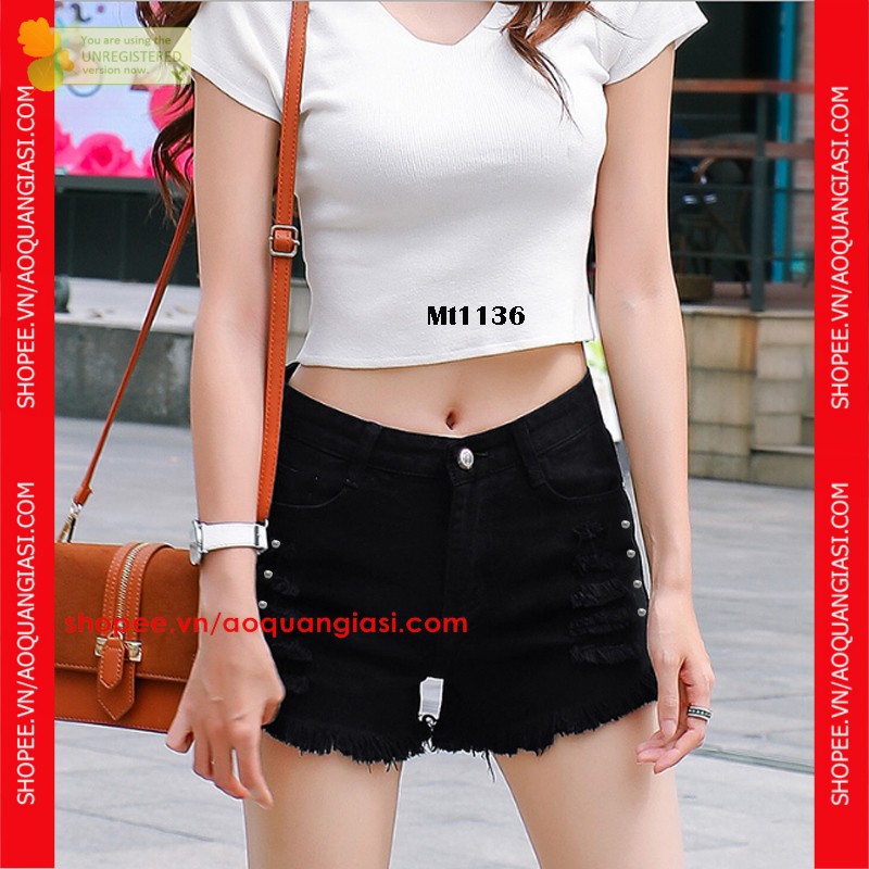 Quần Sooc rách Mix Viền Hạt Mt1136 cá tính aoquangiasi.com