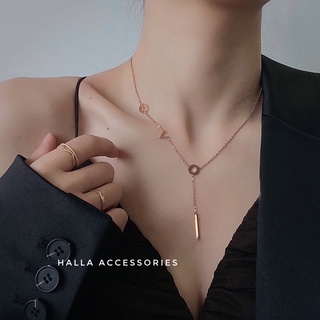 Dây chuyền vòng cổ choker titan màu rose gold dây chữ love halla dc110