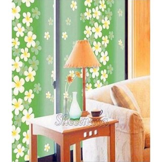 Decal 1m dán kính mờ trang trí cửa kính chống nhiệt - hoa đinh hương - xanh lá