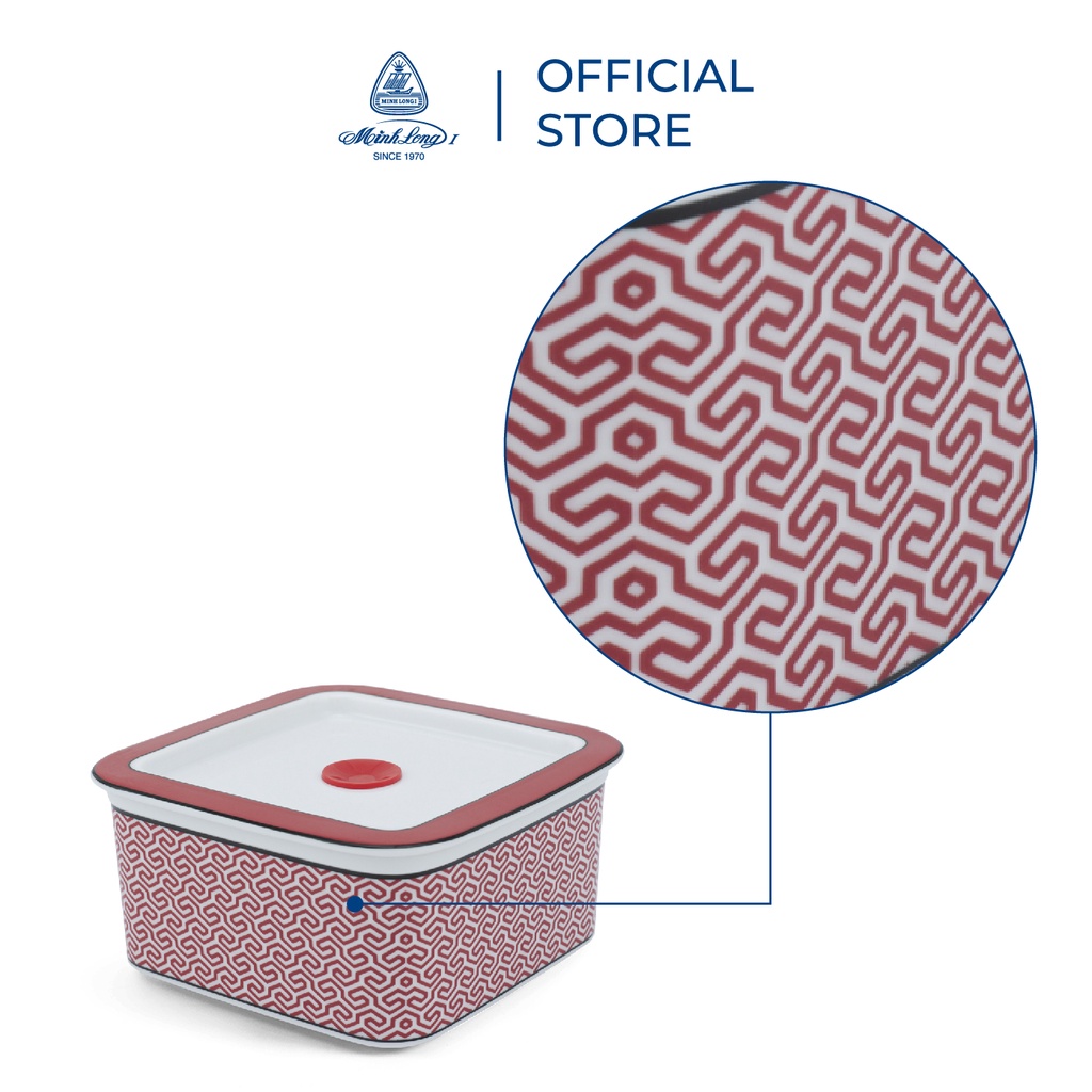 Hộp Cơm, Đựng Thực Phẩm Giữ Nhiệt Sứ Dưỡng Sinh Minh Long - 15 cm - Red Karakusa