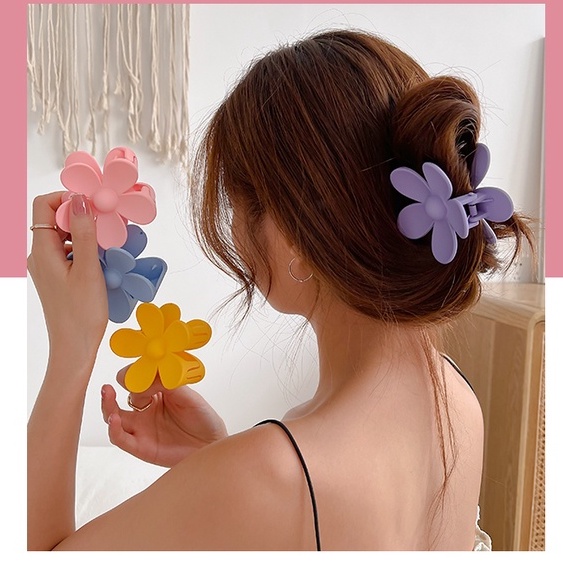 Kẹp tóc hình hoa màu trơn nữ đồ cạp tóc LT23