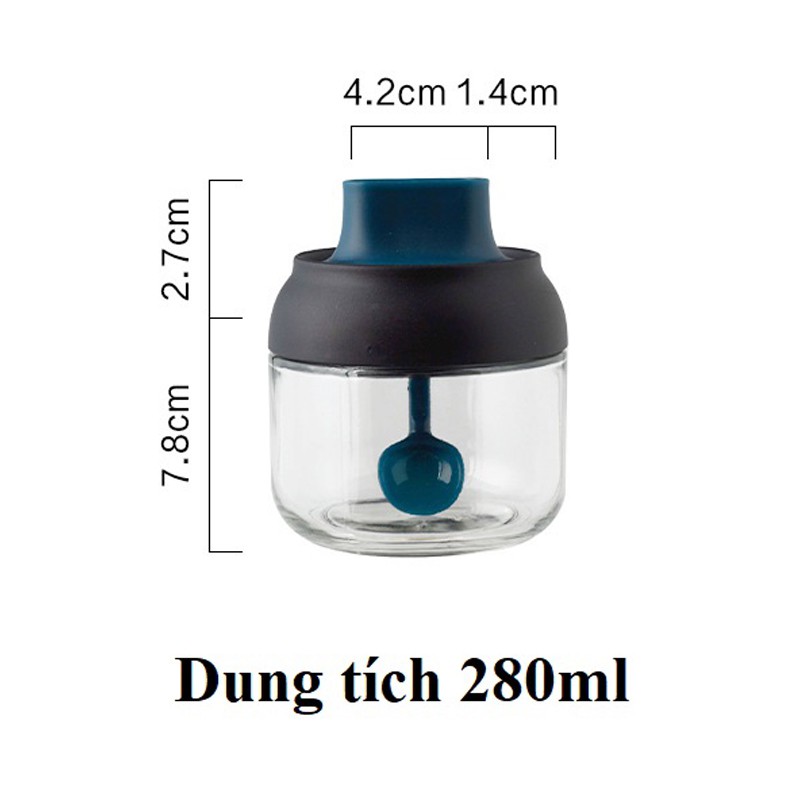 Hũ Đựng Gia Vị, Hũ Thủy Tinh Đựng Gia Vị, Lọ Gia vị, Bình Đựng Gia Vị 280ml Kiểu Mới Chống Nước, Ẩm Mốc, Côn Trùng