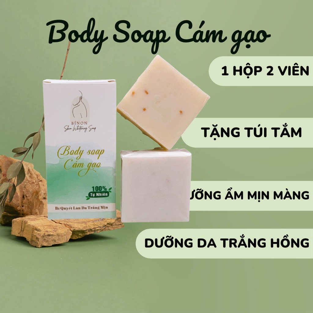 [HOT SALE] Soap GẠO trắng da dành cho body + TẶNG KÈM TÚI ĐỰNG SOAP
