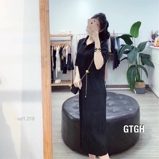 Váy dập ly dáng xuông cổ đức 5 màu siêu xinh