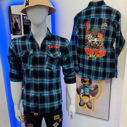 Áo sơ mi EVISU nhật dài tay nam cao cấp thời trang vải nỉ dày dặn mịn phong cách