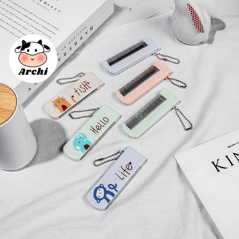 Gương gấp cầm tay kèm lược kim loại