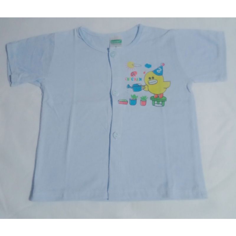 Áo nút giữa tay ngắn màu sơ sinh 100% cotton