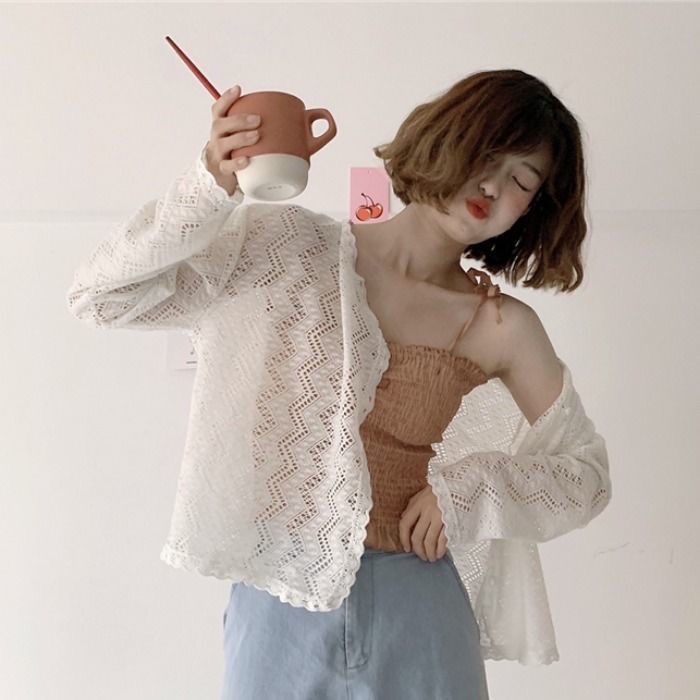 Áo Khoác cardigan Ren Mỏng Tay Dài Dáng Rộng Thời Trang Mùa Hè Dành Cho Nữ