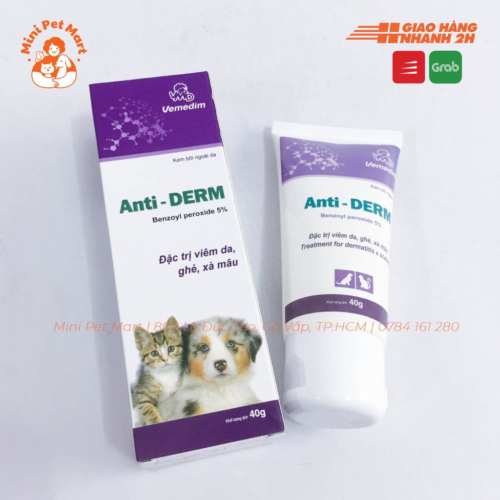 VEMEDIM ANTI DERM - Thuốc trị viêm da, ghẻ, xà mâu cho chó mèo (40g)