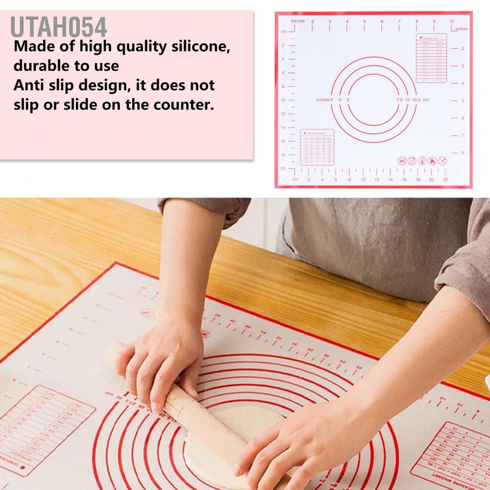 Hàng Sẵn Thảm nhào bột silicon, tấm lót cán bột cho làm bánh mì, bao tấm bột nở chịu nhiệt silicone không trơn trượt cho nhà bếp 29x26cm【Utah054】