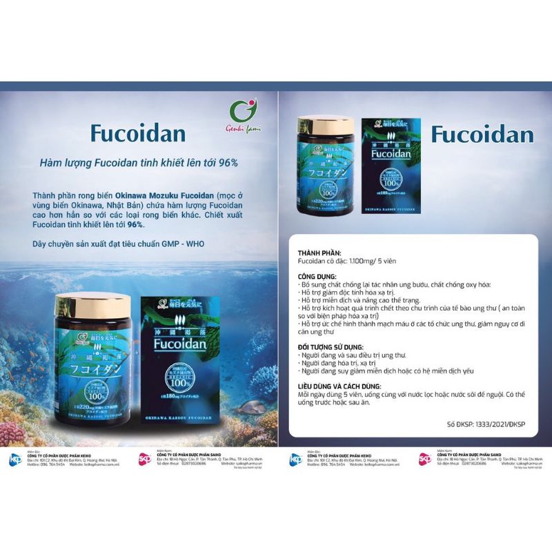 Fucoidan tăng cường sức đề kháng cho cơ thể, bảo vệ sức khỏe Genki Fami hộp 150 viên