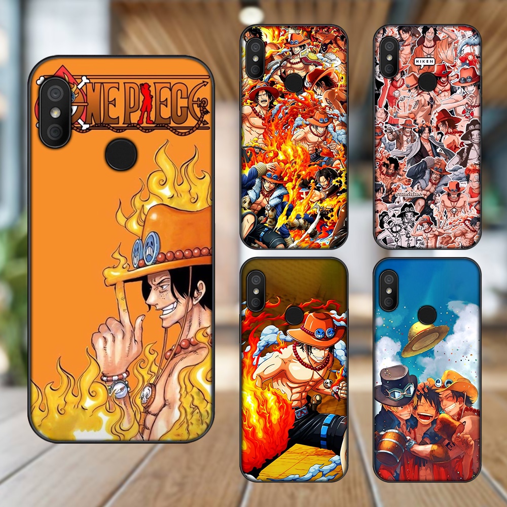 Ốp lưng Xiaomi Redmi 6 Pro, Mi A2 Lite viền đen in hình Ace One Piece