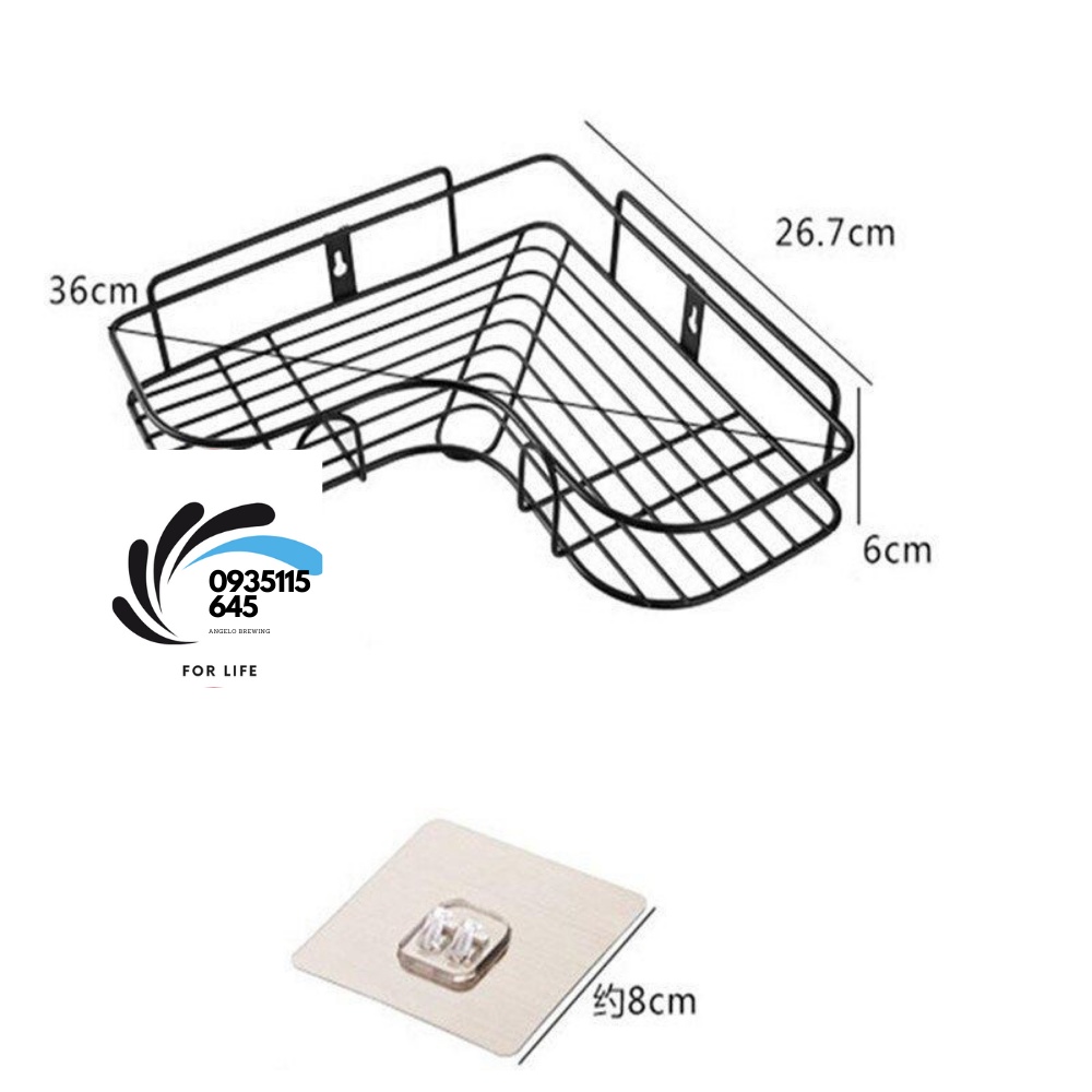 Kệ góc sắt chống rỉ màu đen dán tường cường lực siêu chắc