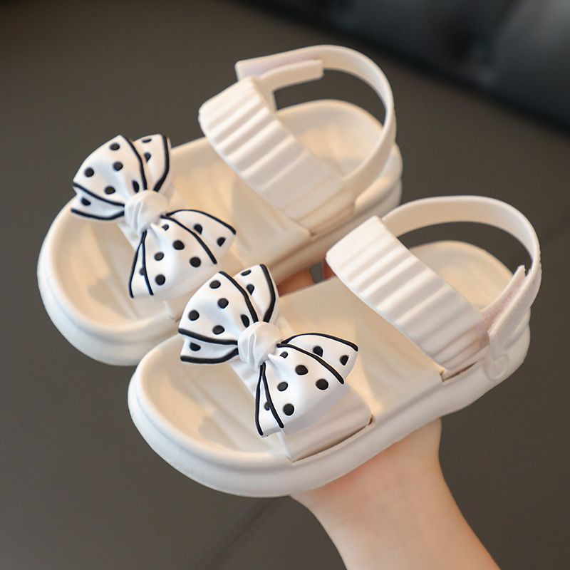 Giày Sandal Chống Trượt Đi Biển Đi Học Cho Bé Gái Siêu Nhẹ Nơ Chấm Bi Cực Xinh - SE001