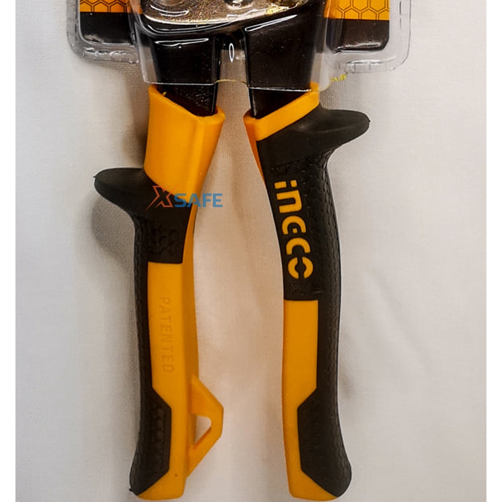 Kéo cắt tole cắt trái INGCO HTSN0110L tay cầm bọc cao su chuyên dụng chống trơn trượt Cắt tole từ thép carbon cao cấp