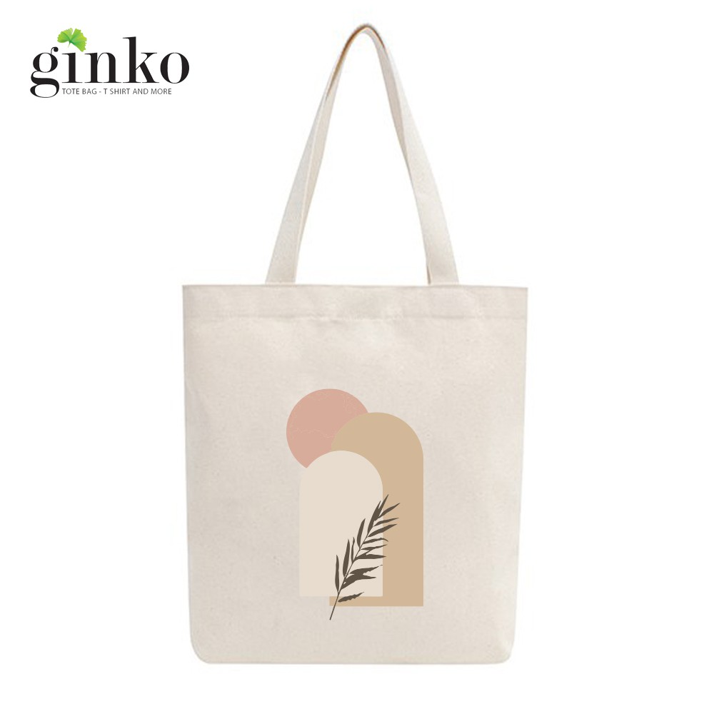 Túi Tote Vải Mộc GINKO Dây Kéo In Hình Minimalism Art M37