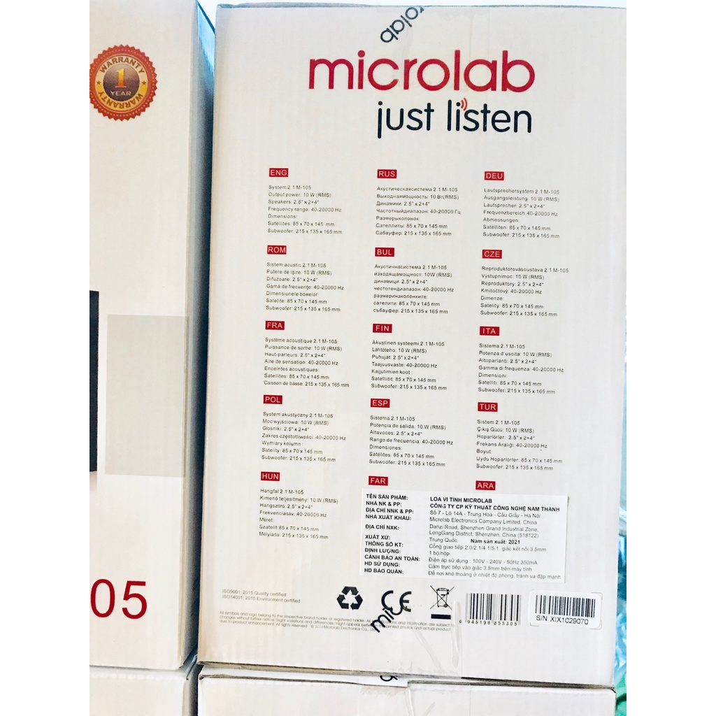 Loa Microlab M105 2.1 - chính hãng Bảo hành 2 tháng