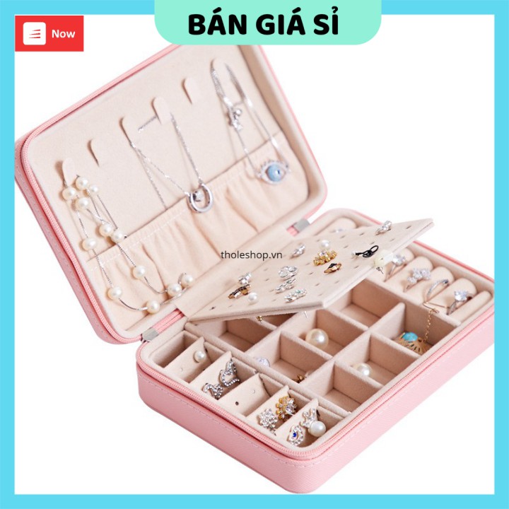 Hộp đựng Trang sức   GIÁ VỐN]   Hộp đựng nhẫn, dây chuyền, trang sức - Chất liệu Da pu chống thấm 17x12x5cm 9505