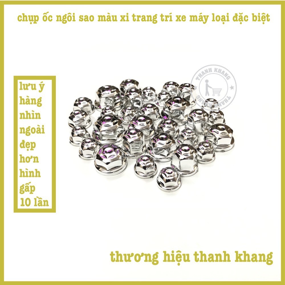 Combo 3 món chống đổ trước sau k2 và chụp ốc ngôi sao màu trắng thanh khang 006001406 006001355 006001526