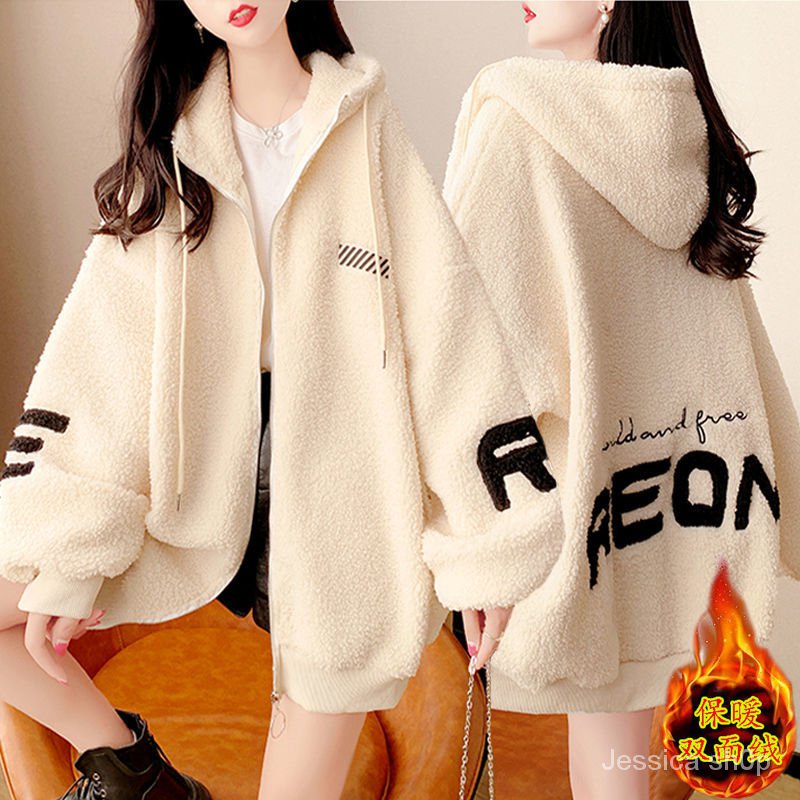Áo Khoác Cardigan Vải Nhung Lông Cừu Dày 2022 Thời Trang Thu Đông Cho Nữ